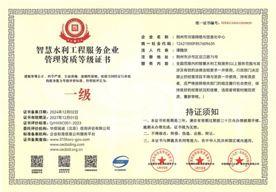 网信中心荣获智慧水利工程服务企业管理一级资质，引领行业工程管理创新